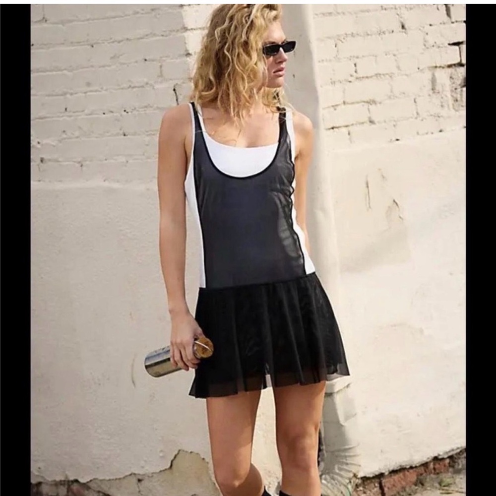 NWOT FP Movement by Free People downtown drop shot Black and White Mini Dress